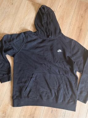 Nike Black Pullover Hoodie with White Swoosh